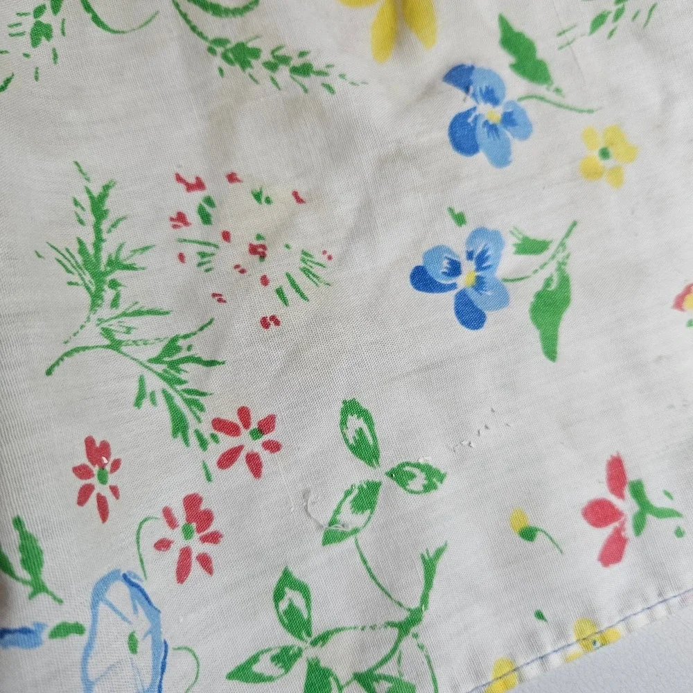 Vintage Floral Butterfly Half Apron White Cotton‎ Multi Color Retro Cottagecore
